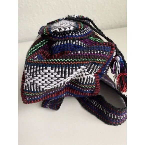 Artesanias Molina Indian Bag Mexico Handmade Woven Multicolor Mini Backpack - Picture 10 of 11